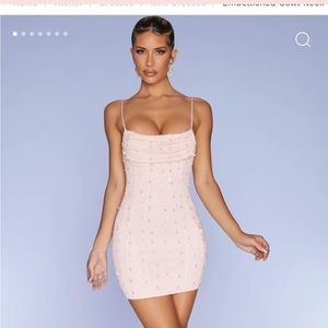 Oh polly pink embellish cowl neck mini dress